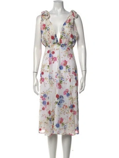 Pre-owned Lpa Floral Print Midi Length Dress In Pink
