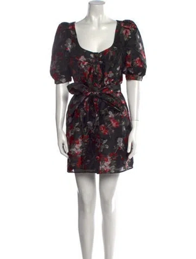 Pre-owned Lpa Floral Print Mini Dress In Black