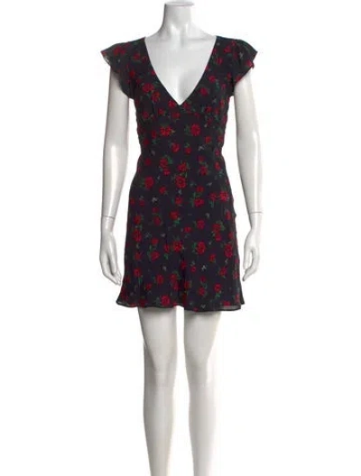 Pre-owned Lpa Floral Print Mini Dress In Black