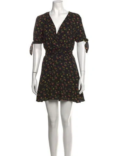 Pre-owned Lpa Floral Print Mini Dress In Black