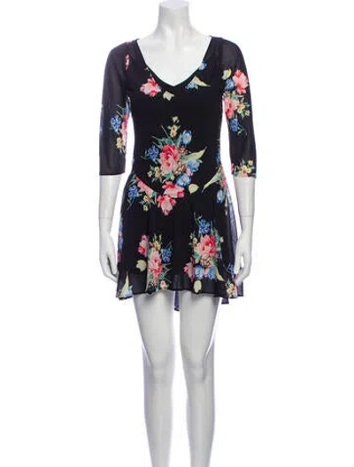 Pre-owned Lpa Floral Print Mini Dress In Multi