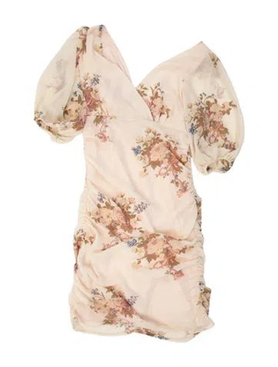 Pre-owned Lpa Floral Print Mini Dress In Neutrals