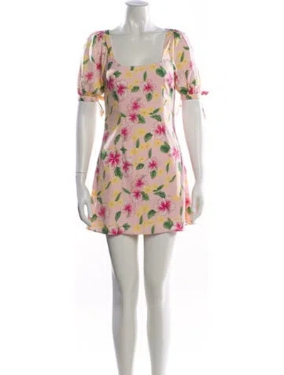 Pre-owned Lpa Floral Print Mini Dress In Pink