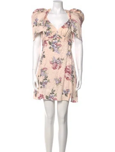 Pre-owned Lpa Floral Print Mini Dress In Pink