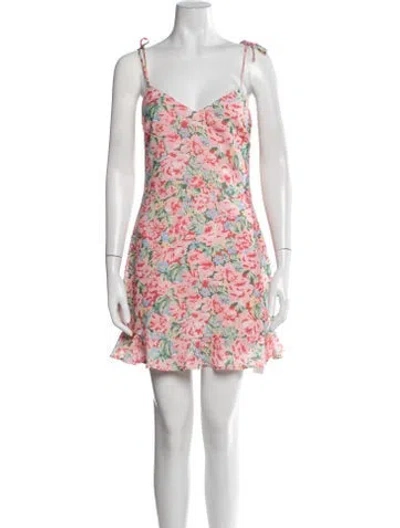 Pre-owned Lpa Floral Print Mini Dress In Pink