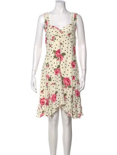 Pre-owned Lpa Floral Print Mini Dress W/ Tags In Neutral