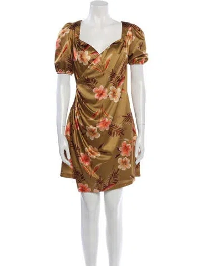 Pre-owned Lpa Floral Print Mini Dress In Yellow