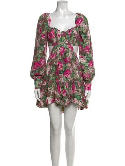 Pre-owned Lpa Floral Print Mini Dress In Yellow