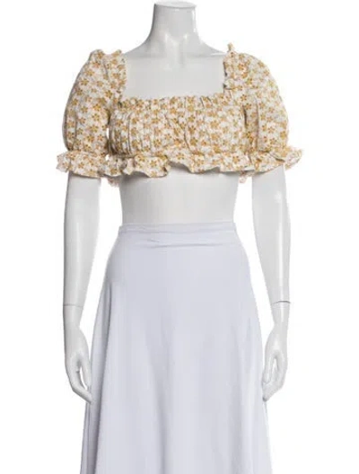Pre-owned Lpa Floral Print Square Neckline Crop Top In Multi