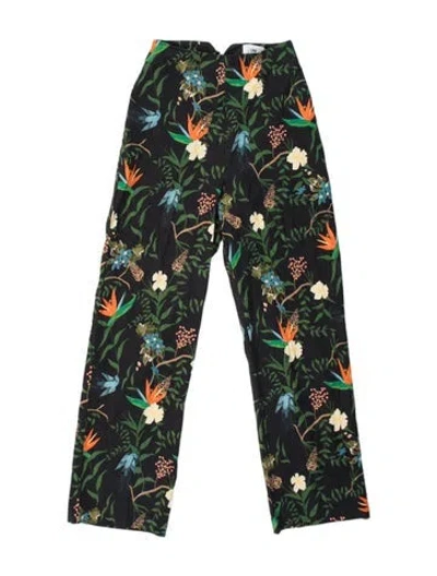 Pre-owned Lpa Floral Print Straight Leg Pants In Black