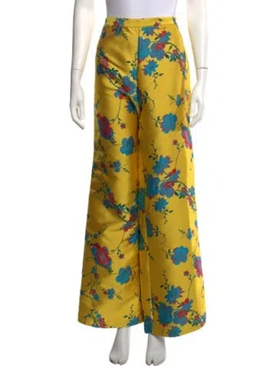 Pre-owned Lpa Floral Print Wide Leg Pants In Yellow