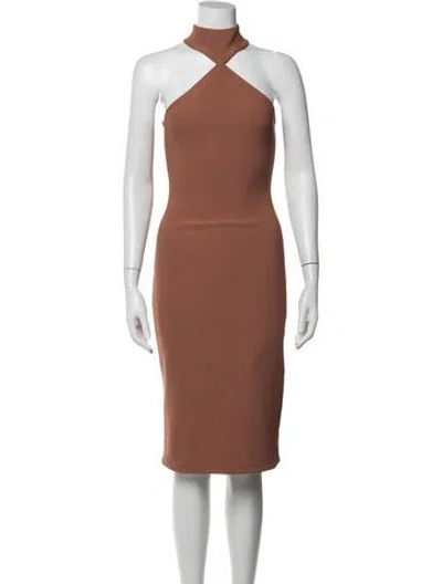 Pre-owned Lpa Halterneck Knee-length Dress In Brown