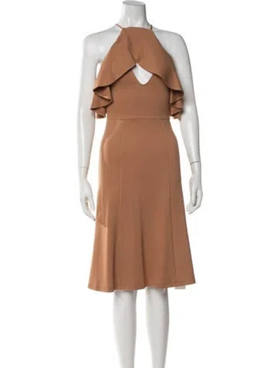 Pre-owned Lpa Halterneck Knee-length Dress In Neutrals