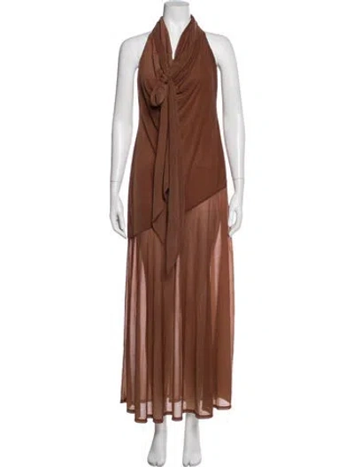 Pre-owned Lpa Halterneck Long Dress In Brown