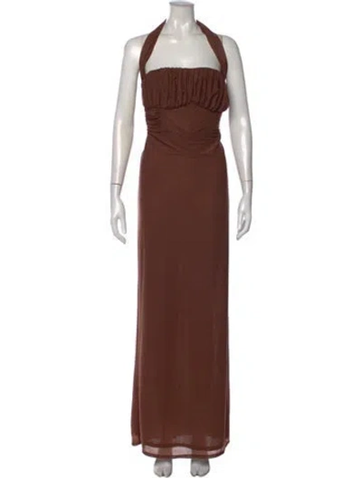 Pre-owned Lpa Halterneck Long Dress In Brown