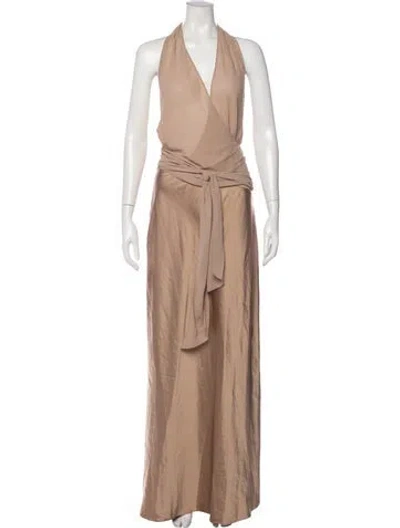 Pre-owned Lpa Halterneck Long Dress W/ Tags In Neutral