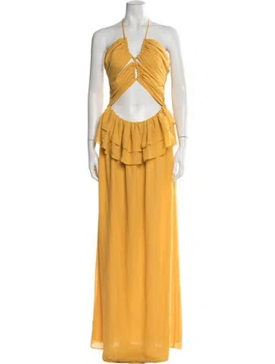 Pre-owned Lpa Halterneck Long Dress W/ Tags In Yellow