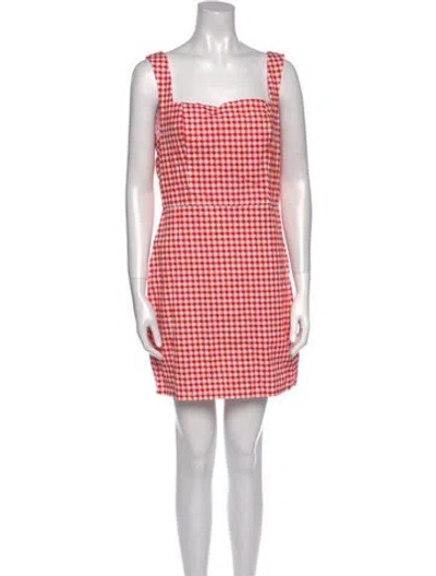 Pre-owned Lpa Houndstooth Print Mini Dress In Red
