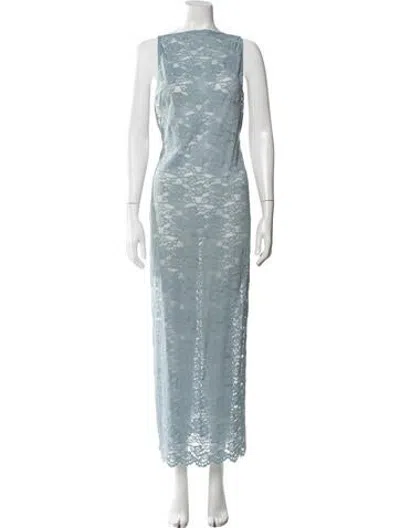 Pre-owned Lpa Lace Pattern Long Dress In Blue
