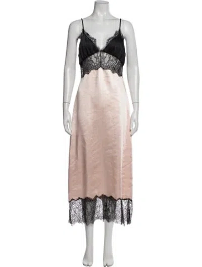 Pre-owned Lpa Lace Pattern Midi Length Dress In Pink