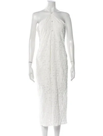 Pre-owned Lpa Lace Pattern Midi Length Dress In White