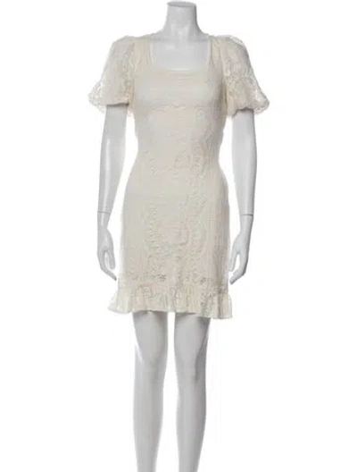 Pre-owned Lpa Lace Pattern Mini Dress In Neutral