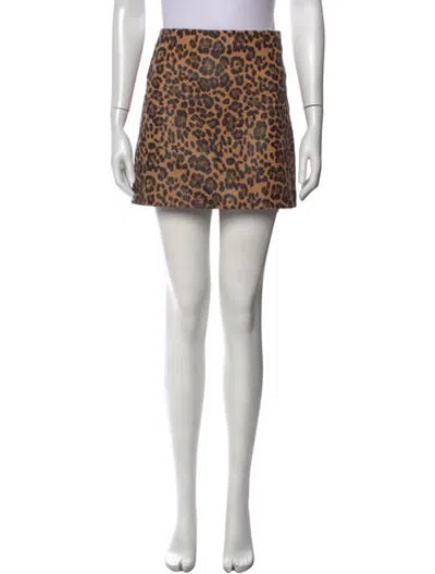 Pre-owned Lpa Lamb Leather Mini Skirt In Brown