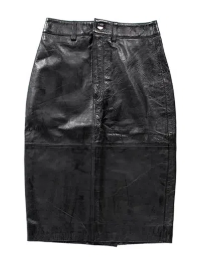 Pre-owned Lpa Leather Midi Length Skirt In Black