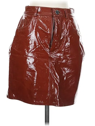Pre-owned Lpa Leather Skirt In Burgundy