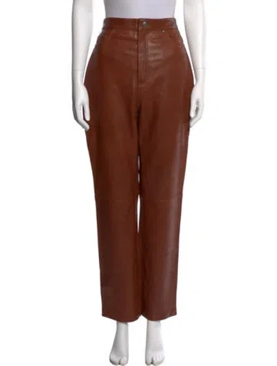 Pre-owned Lpa Leather Straight Leg Pants In Brown