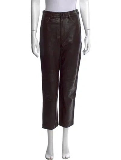 Pre-owned Lpa Leather Straight Leg Pants In Brown