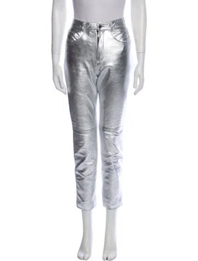 Pre-owned Lpa Leather Straight Leg Pants In White