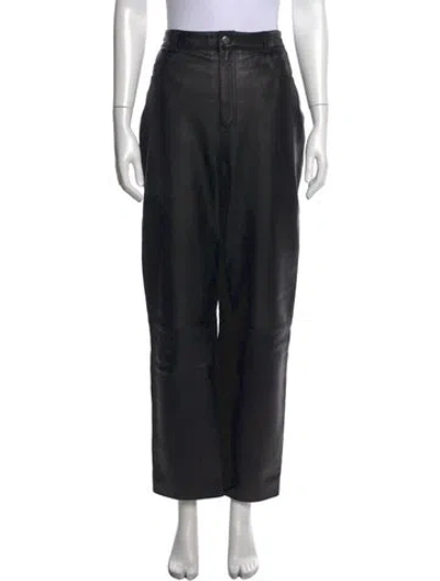 Pre-owned Lpa Leather Wide Leg Pants In Black
