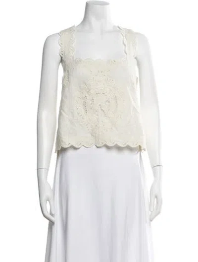 Pre-owned Lpa Linen Lace Pattern Top In Neutrals
