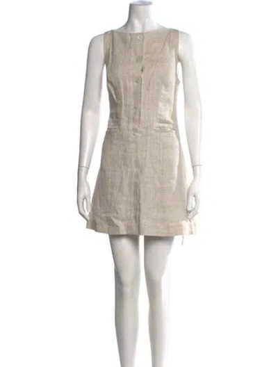 Pre-owned Lpa Linen Mini Dress In Neutrals
