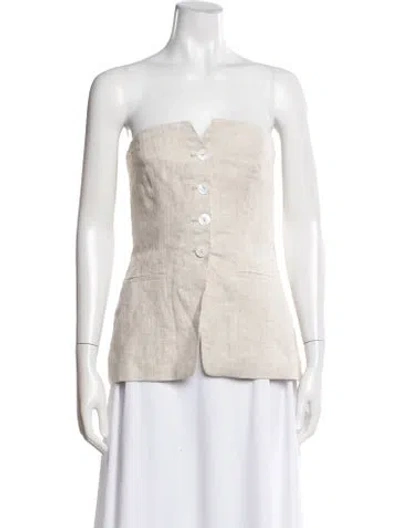 Pre-owned Lpa Linen Strapless Top In Neutral