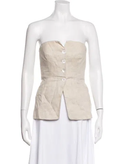 Pre-owned Lpa Linen Strapless Top In Neutrals