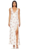 Lpa Liv Draped Maxi Dress In Cream & Clay Floral