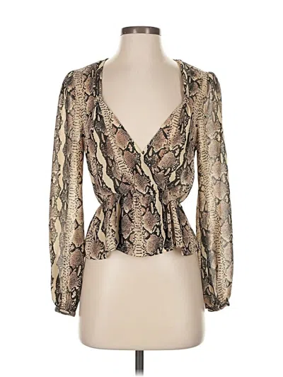 Pre-owned Lpa Long Sleeve Blouse In Gold