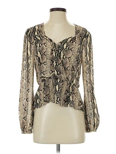 Pre-owned Lpa Long Sleeve Blouse In Gold