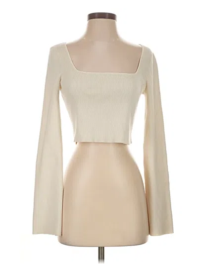 Pre-owned Lpa Long Sleeve Top Ivory Square Neckline Tops