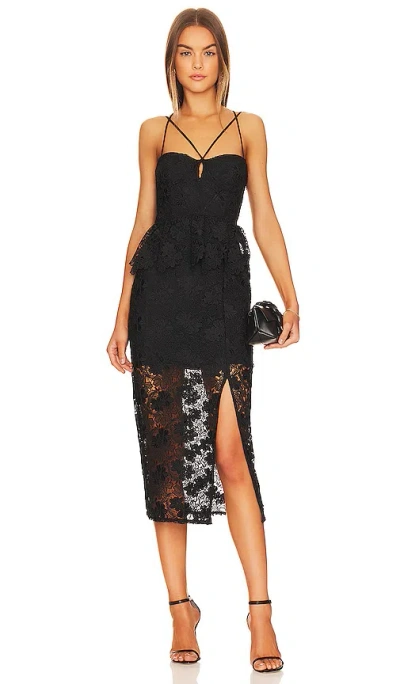 Lpa Madonna Lace Corset Midi Dress In Black