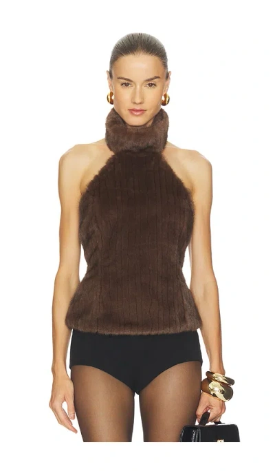 Lpa Maria Faux Fur Turtleneck Top In Multi