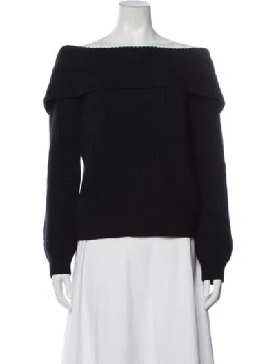 Pre-owned Lpa Merino Wool Off-the-shoulder Sweater In Black