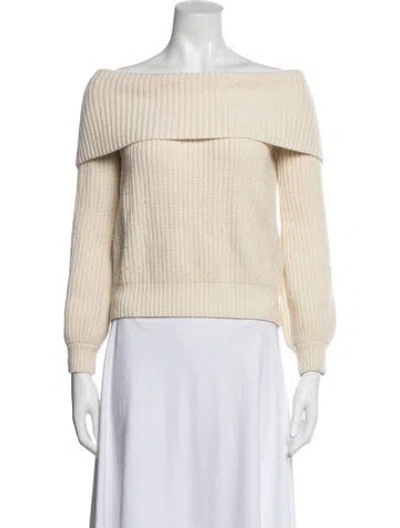 Pre-owned Lpa Merino Wool Off-the-shoulder Sweater In Neutrals