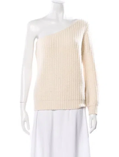 Pre-owned Lpa Merino Wool One-shoulder Sweater In Neutral
