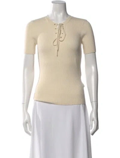 Pre-owned Lpa Merino Wool Tie Neck Top In Orange