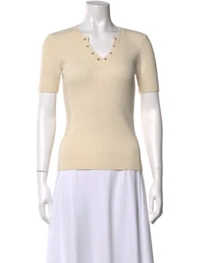 Pre-owned Lpa Merino Wool V-neck Sweater In Neutrals