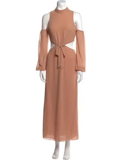 Pre-owned Lpa Mock Neck Long Dress In Neutral