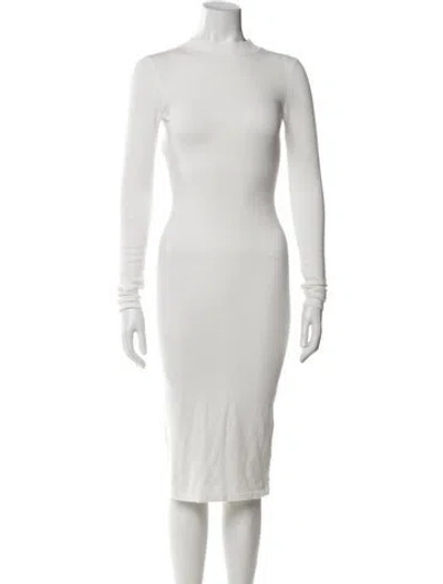 Pre-owned Lpa Mock Neck Midi Length Dress In White